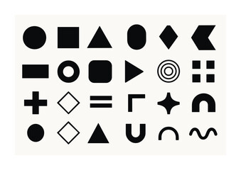 Poster - Geometric shape icons set: modern minimalist flat style design collection