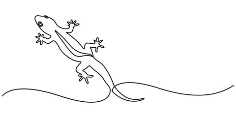 Aufkleber - Lizard one line drawing on white background vector illustration, Lizard one line continuous. Line art Lizard isolated on transparent background. Hand drawn vector art, Unravel the secrets of their. 