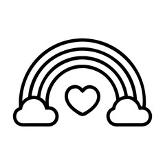 Poster - Find rainbow with heart and clouds vector icon illustration for graphic design and web design