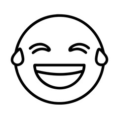 Poster - Laughing crying emoji vector illustration, outline face with tears of joy, happy expression