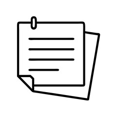 Poster - Paper note with clip icon vector, memo document with lines, reminder list, office message board, pad