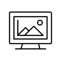 Poster - Monitor display with landscape vector illustration for graphic design and web design use