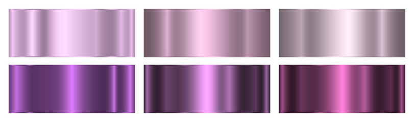 Poster - A set of purple and pink gradients with an outline on a white background. Metallic gradient effects for text and infographic design. A metal banner. Vector EPS 10.
