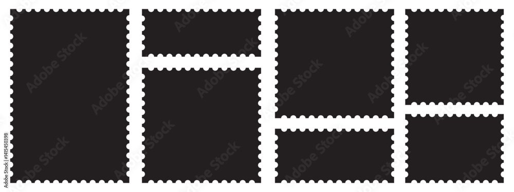 Set of blank rectangle and square Postage stamp frames. Postage stamp ...