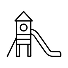 Poster - Outline drawing of a playground slide for kids outdoor play equipment recreation area park fun