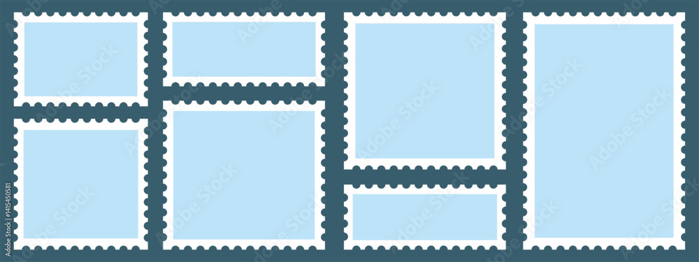 Set of blank rectangle and square Postage stamp frames. Postage stamp ...