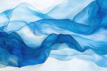Wall Mural - soft blue waves flowing through sheer fabric in gentle motion