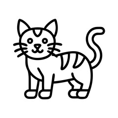 Poster - Cute cartoon cat vector illustration, domestic animal, pet, feline, kitten, tabby cat outline drawing
