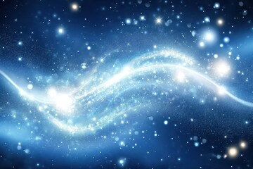 Wall Mural - Ethereal Blue Cosmic Background with Glowing Stars and Light Swirls