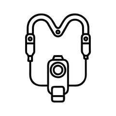 Poster - Full face cpap mask nasal pillow for sleep apnea therapy vector line art illustration