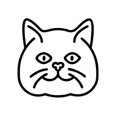 Poster - Cute cat face outline drawing vector illustration for pet lovers and graphic design projects needs