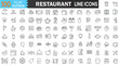© Sanjaykumar - Restaurant Icons set — Line Art Style for Cafe, Cooking, Food Delivery, Catering, and Kitchen Vector Illustrations.