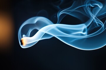 Wall Mural - Elegant and Ethereal Swirls of Blue Smoke on Dark Background