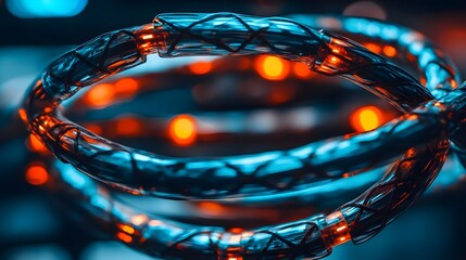 Poster - Illuminated fiber optic strand closeup technology lab macro photography futuristic environment artistic viewpoint