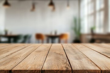 Aufkleber - Empty wooden table providing space for products in a modern loft setting