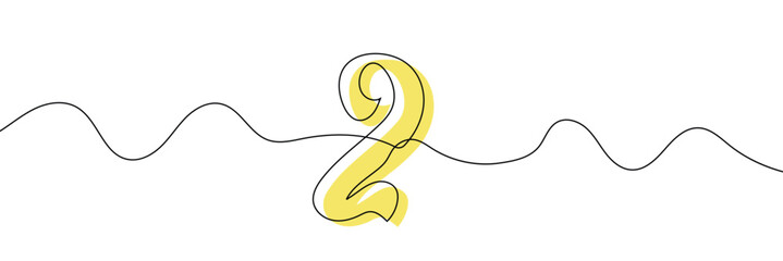 Aufkleber - number 2 in continuous line drawing style. line art of number nine. vector illustration. abstract dr
