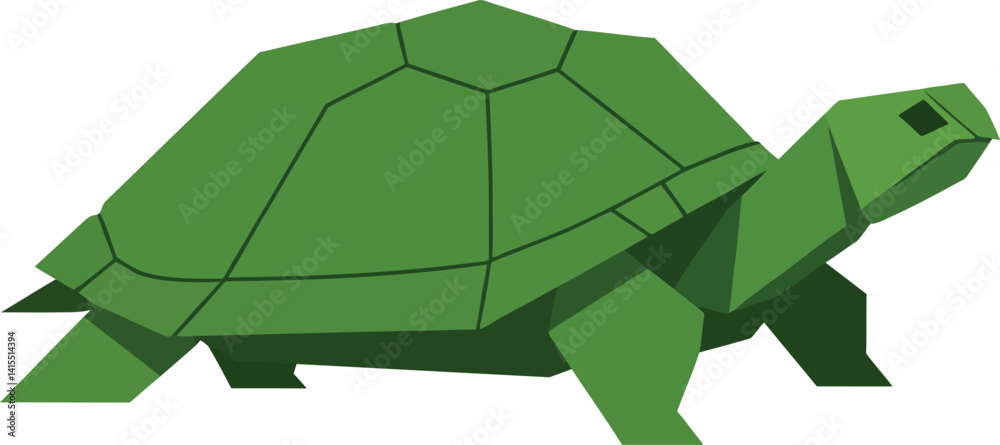 Green geometric turtle with polygonal shell and limbs in minimal style ...