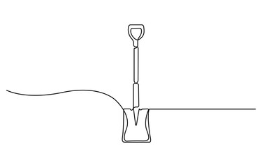 Poster - Continuous single line drawing of shovel vector illustration.