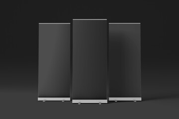 Wall Mural - 3D illustration. Roll-up banner mockup isolated
