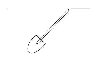 Poster - Continuous single line drawing of shovel vector illustration.