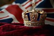 © nabakumar - king charles, england king, British flag and crown, illustration of Crown Jewels of the United Kingdom. Ceremony of crowning the king Charles