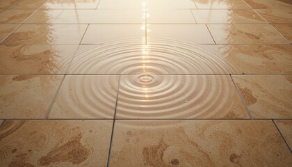 Poster - Ripples on wet floor indoor space photography calm environment close-up view water reflection concept