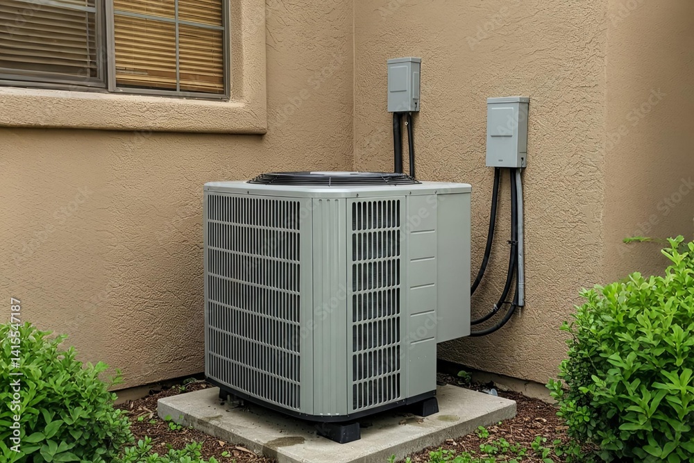 Residential Air Conditioner Unit: A Modern Outdoor AC Condenser ...