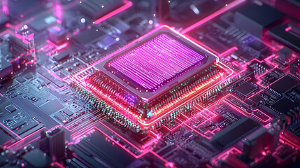 Poster - Close Up High Tech Processor On Circuit Board