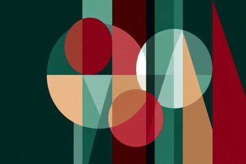 Poster - Modern Abstract Geometric Composition Brown - Abstract art showcasing interplay of circles and triangles, symbolizing balance, harmony, dynamism, complexity, and unity. Brown, teal