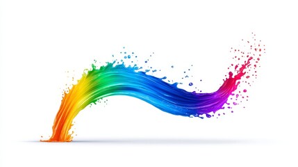 Aufkleber - Vibrant Rainbow Liquid Splash - A dynamic of a rainbow-colored liquid splash, perfect for designs needing a vibrant, energetic feel. High-resolution, ideal for various applications