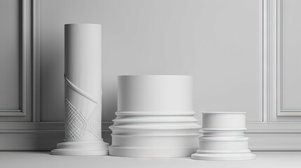Poster - White classical pedestal or podium in the shape of ancient column in studio interior