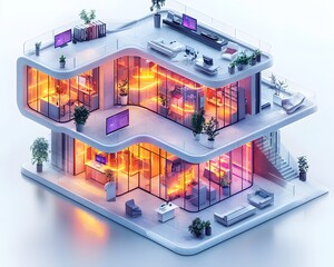 Poster - a growing corporate headquarters expanding over multiple stages
