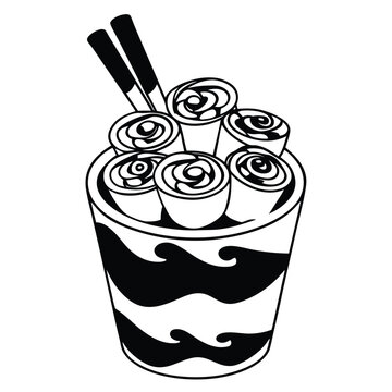 Modern abstract line art of rolled ice cream in a cup, showcasing minimal and trendy design