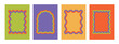 © Sun_Rise - Set of colorful templates in the form of frames with zigzag wavy jagged edges. . Isolated vector illustration in retro style for banners, posters, invitations, text boxes.