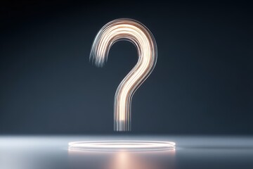 Fototapete - Illuminated question mark floating in dark space with glowing effects during a creative display