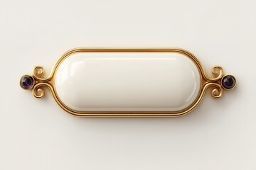 Poster - Elegant vintage plaque with intricate golden design and decorative gems showcased on a plain background