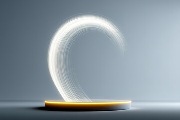 Poster - Light creates an arc above a circular base in an artistic display of motion and design