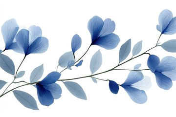 Poster - Delicate blue flower branch with subtle gradients showcasing nature's beauty and tranquility