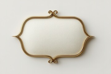 Poster - decorative empty frame with ornate golden border hanging on a light wall