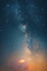 Wall Mural - stunning view of a distant spiral galaxy glowing in the night sky from a remote observation point