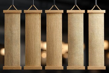 Poster - Decorative hanging scrolls display traditional craftsmanship in a modern setting