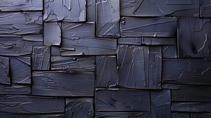 Poster - Textured black paint blocks studio abstract art indoor close-up modern aesthetics for creative projects
