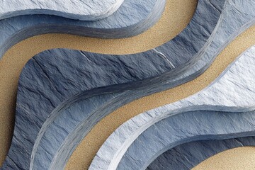 Poster - Intricate wave patterns of stone and sand in a textured modern design