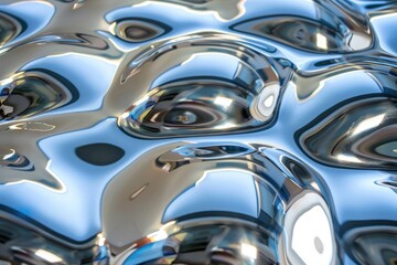 Poster - Reflective metallic surface patterns indoor setting abstract image modern art close-up view visual texture