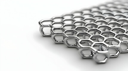 metallic honeycomb grid pattern on white background