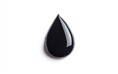 Poster - Black ink drop falling onto water, isolated on white background. High-quality studio shot with a focus on the liquid's texture and form. The image offers a clean and simple aesthetic, perfect for