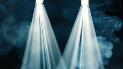 Poster - Abstract white spot light illuminating smoke in a dark setting during an artistic performance, Abstract white spot light with smoke