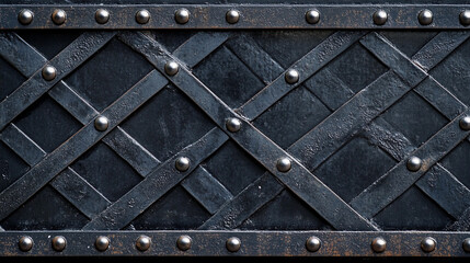 Poster - Abstract black iron lattice panel design with metallic accents Generative AI