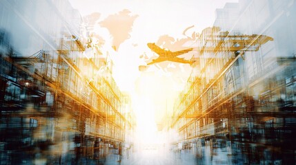Poster - Abstract Digital Logistics Diagram Over Global Warehouse Concept