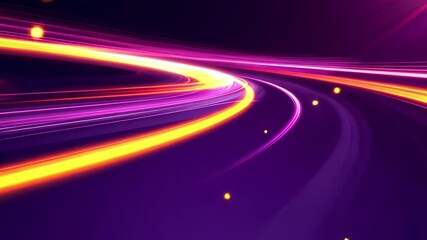 Poster - Colorful light trails create dynamic patterns on a purple background during a night event, colourful light trails on purple background